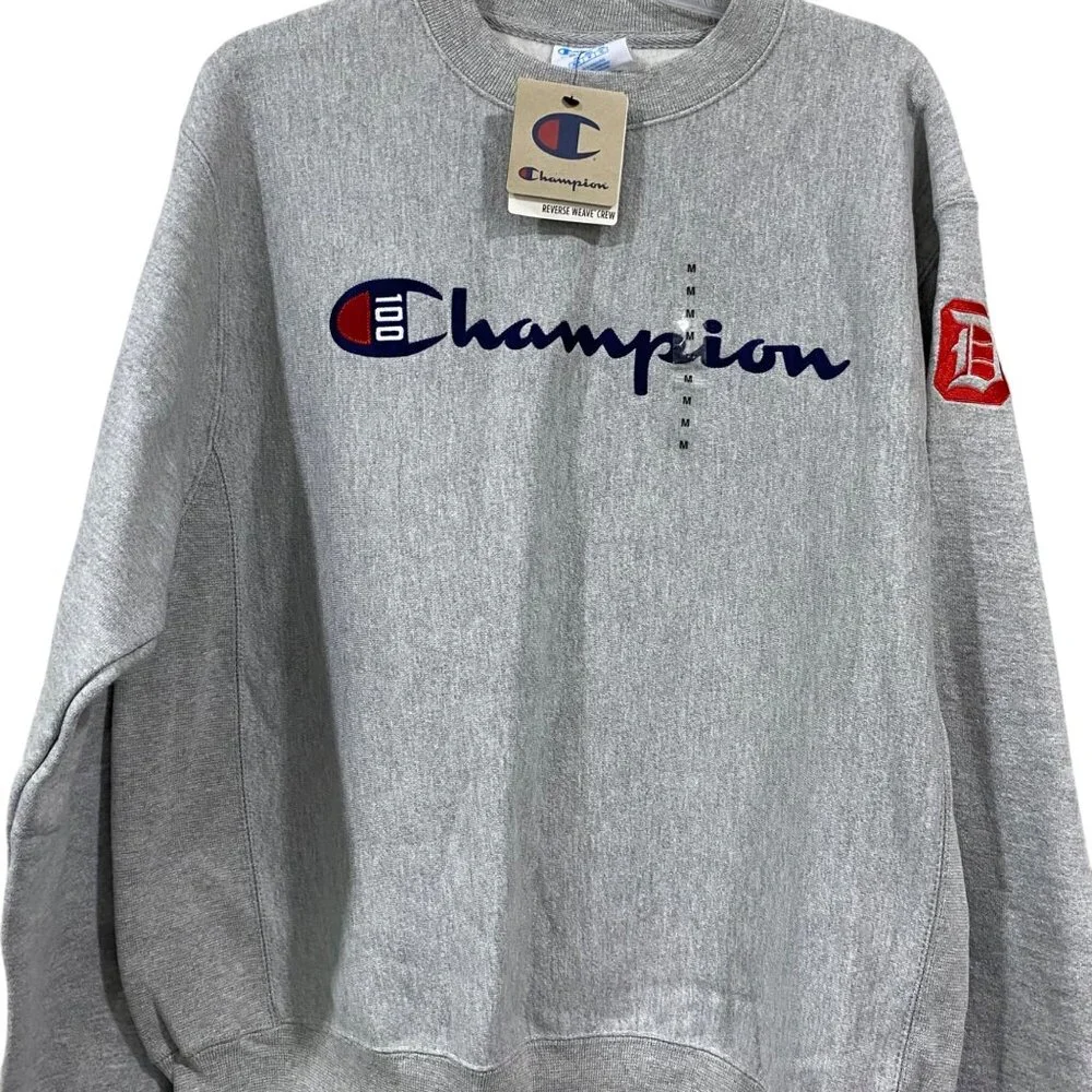 Champion 100 Year Anniversary Gray Crewneck Sweatshirt Medium NWT - Picture 2 of 6